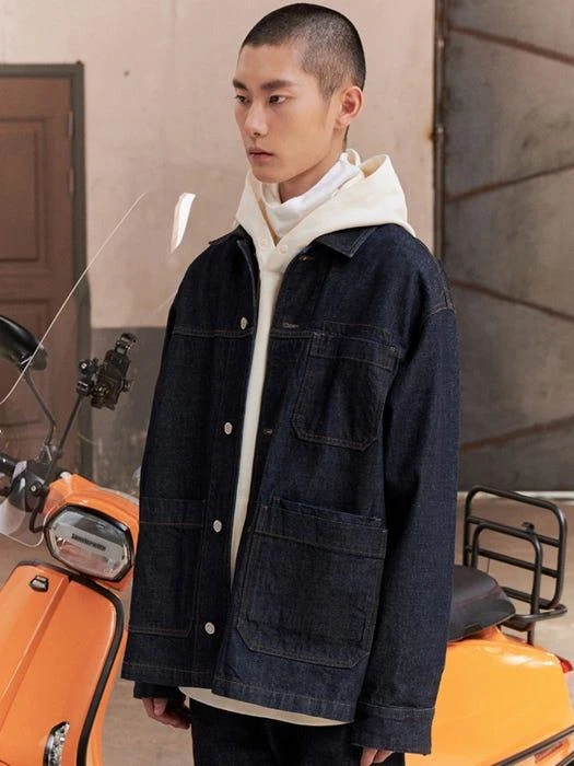 商品PHIZ|RSG Collection UNISEX Indigo Biker Denim Chore Jacket,价格¥1118,第2张图片详细描述