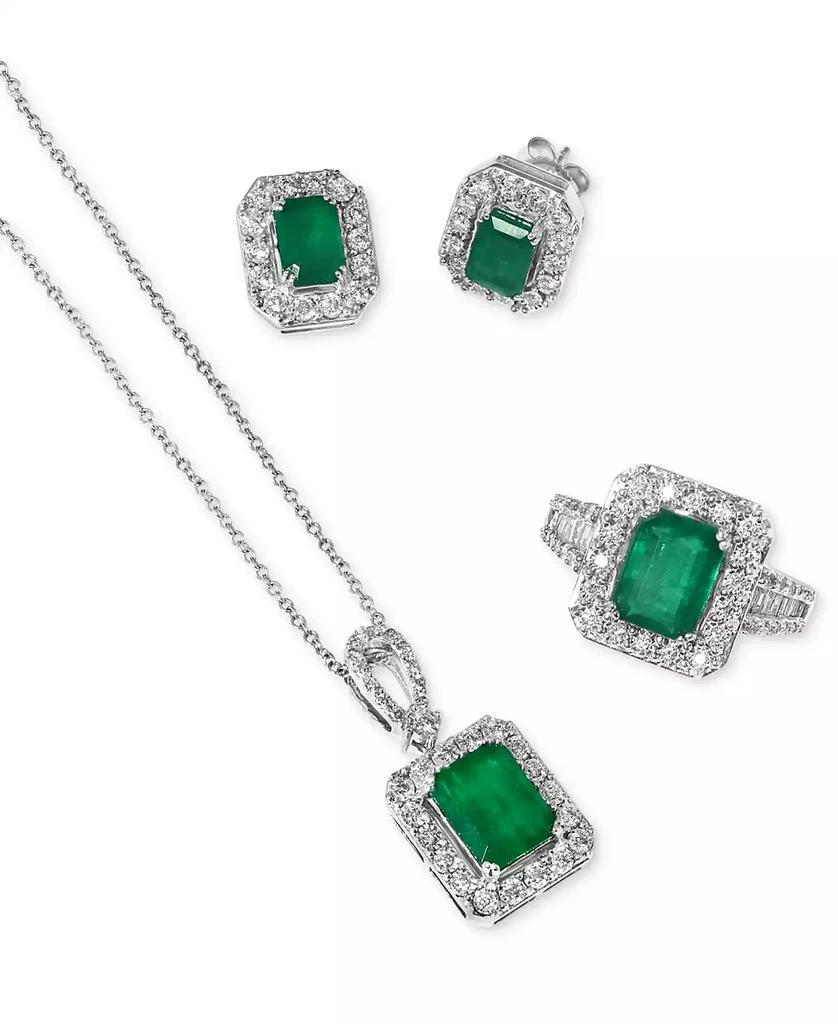 EFFY® Emerald (2-1/5 ct. t.w.) & Diamond (1/4 ct. t.w.) 18" Pendant Necklace in 14k White Gold (Also Available in 14k Yellow Gold) 商品