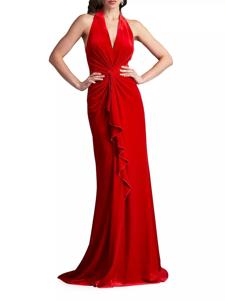 商品Tadashi Shoji|Velvet Twist Halter Gown,价格¥3277,第2张图片详细描述