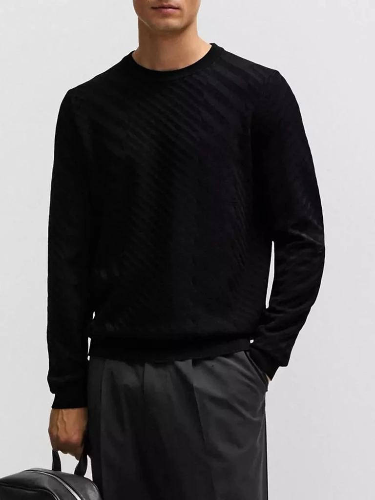 商品Hugo Boss|Graphic-Jacquard Sweater in a Virgin-Wool Blend,价格¥1829,第2张图片详细描述