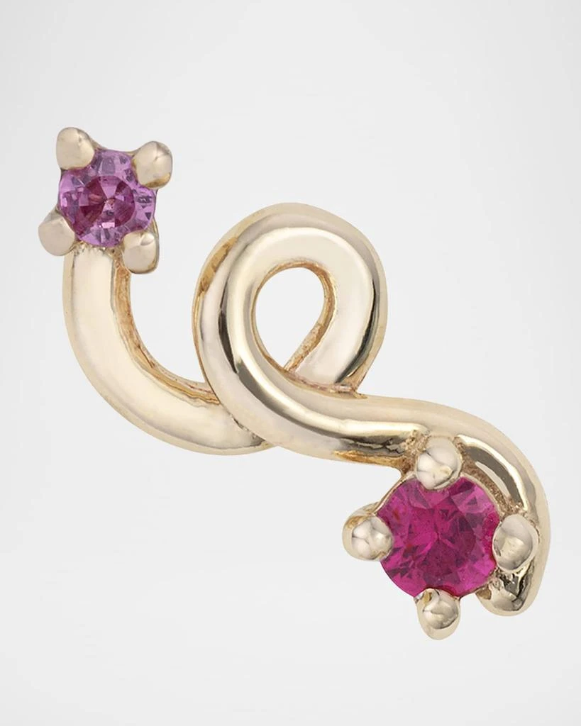 商品Bea Bongiasca|9K Yellow Gold Ruby and Pink Sapphire Mini Loop Earring, Single,价格¥3397,第1张图片