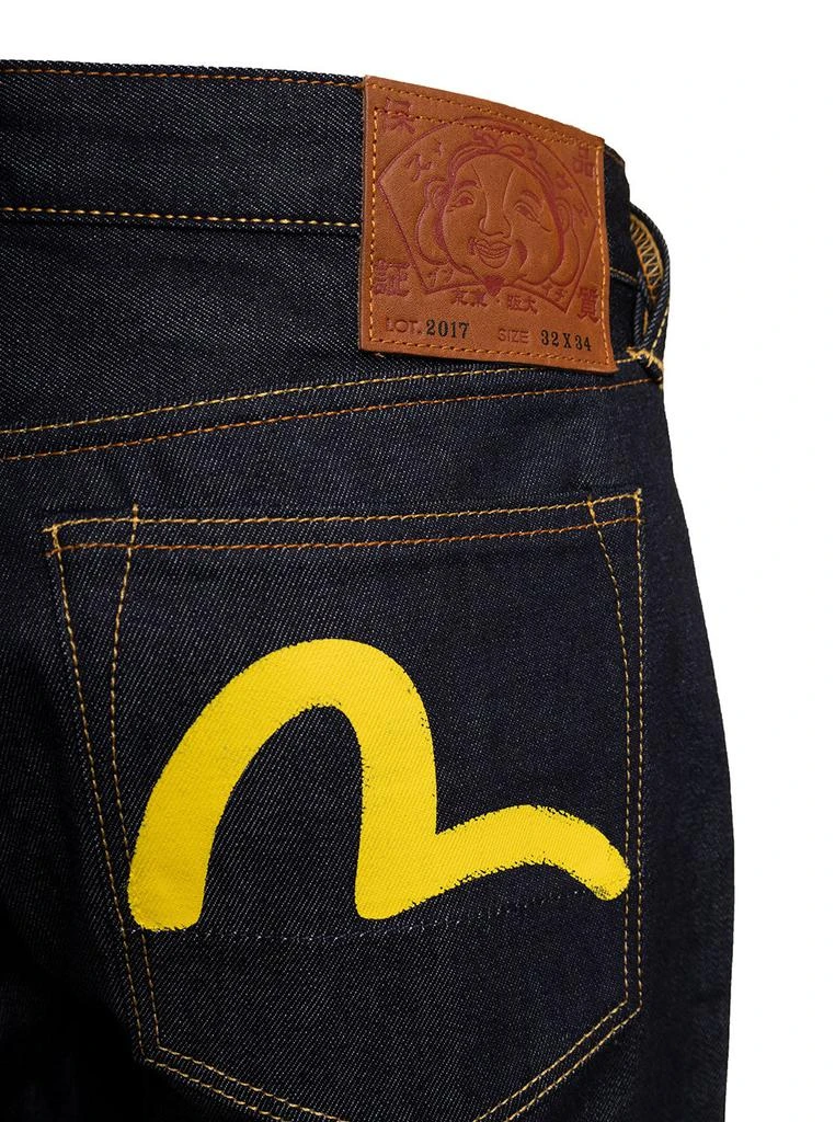 商品Evisu|Evisu Man's Blue Jeans with Yellow Seagull  back Print,价格¥1504,第3张图片详细描述