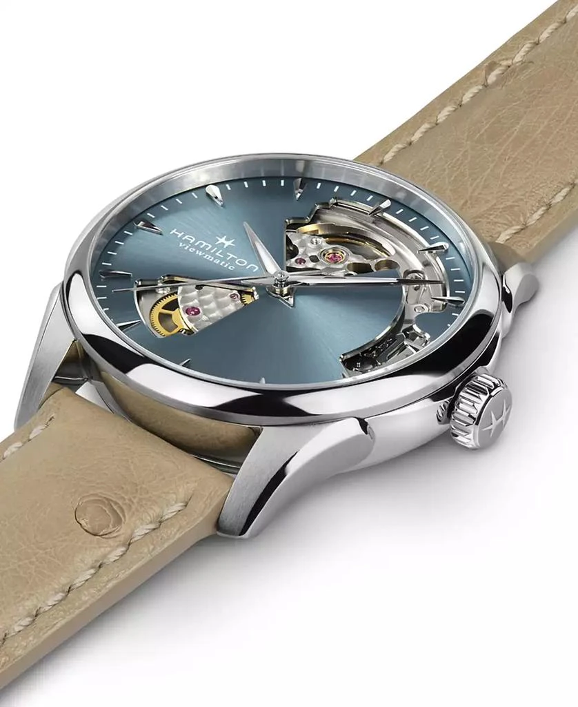 商品Hamilton|Women's Swiss Automatic Jazzmaster Open Heart Beige Leather Strap Watch 36mm,价格¥8045,第3张图片详细描述