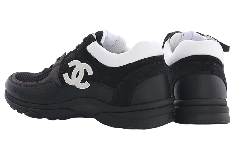 商品[国内直发] Chanel|香奈儿 网布皮革 圆头系带 透气 低帮 生活休闲鞋运动鞋 男款 黑色,价格¥18446,第4张图片详细描述
