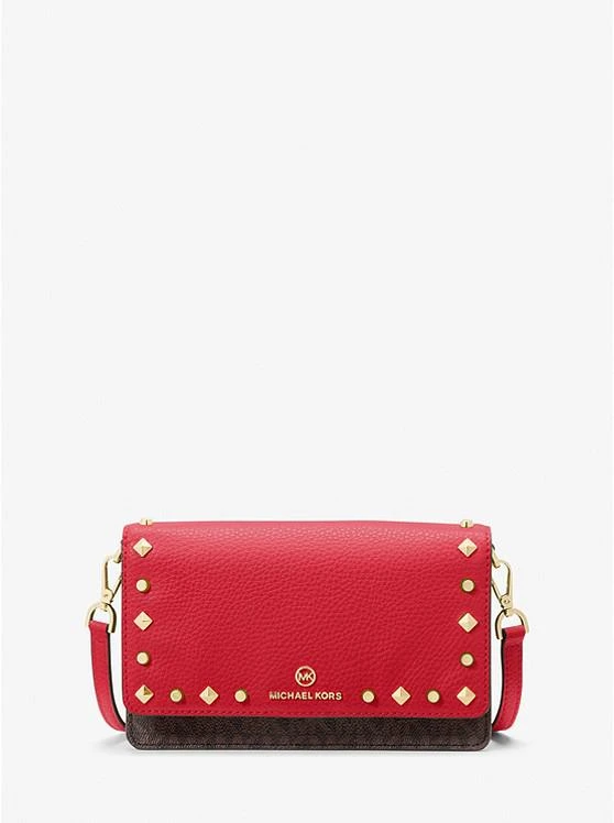 商品Michael Kors|Jet Set Small Studded Faux Leather and Logo Smartphone Crossbody Bag,价格¥588,第1张图片