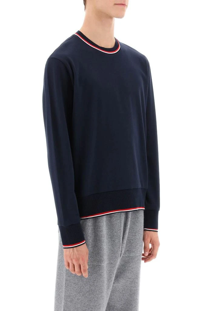 商品Thom Browne|Thom browne cotton sweater with rwb stripe trims,价格¥2530,第2张图片详细描述