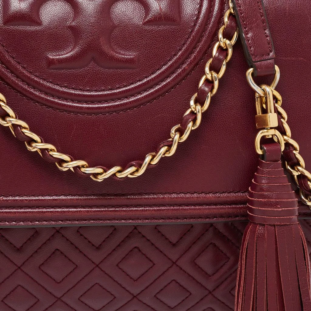 商品[二手商品] Tory Burch|Tory Burch Burgundy Quilted Leather Large Fleming Shoulder Bag,价格¥1541,第5张图片详细描述