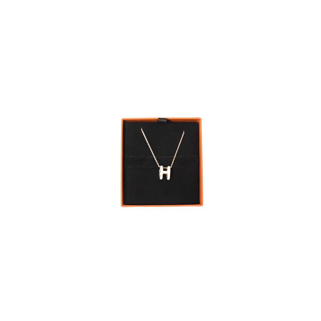 商品Hermes|Hermes Pop H Pendant Necklace Rose Gold HW White,价格¥5077,第1张图片