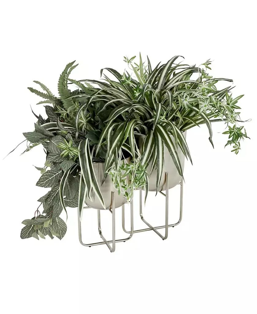 商品Rosemary Lane|Contemporary Style Large Round Metallic Planters in Stands, Set of 2,价格¥620,第4张图片详细描述