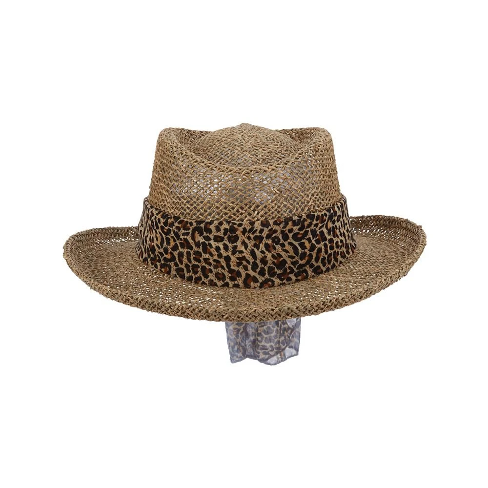 商品SCALA|Women's Animal-Print Short-Brim Seagrass Gambler Hat,价格¥673,第3张图片详细描述