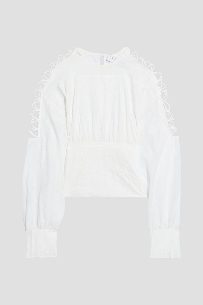 Parikia lattice-trimmed embroidered cotton and silk-blend top商品第1张图片规格展示