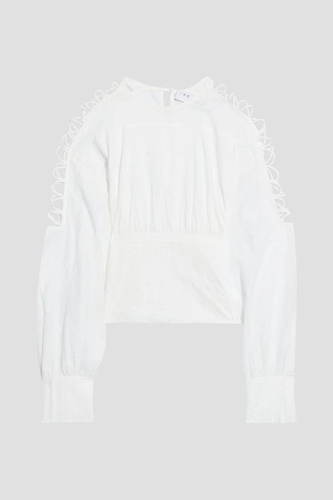 商品IRO|Parikia lattice-trimmed embroidered cotton and silk-blend top,价格¥485,第3张图片详细描述