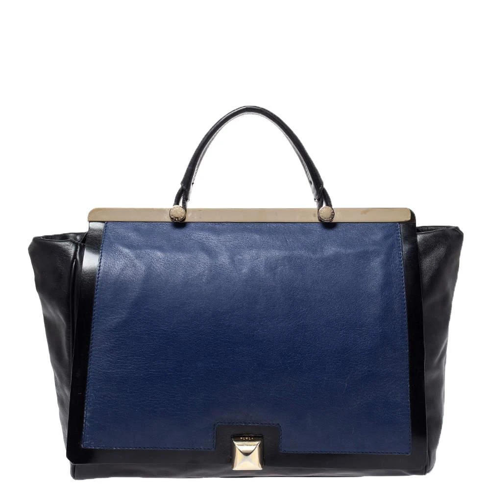 商品[二手商品] Furla|Furla Black/Blue Leather Cortina Top Handle Bag,价格¥1779,第1张图片