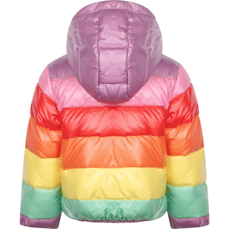 Colourful rainbow stripes puffer jacket商品第2张图片规格展示