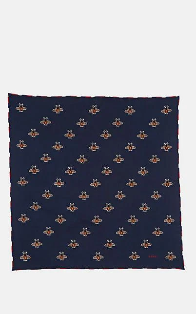 商品Gucci|Bee-Print Silk Twill Pocket 方巾,价格¥1030,第2张图片详细描述