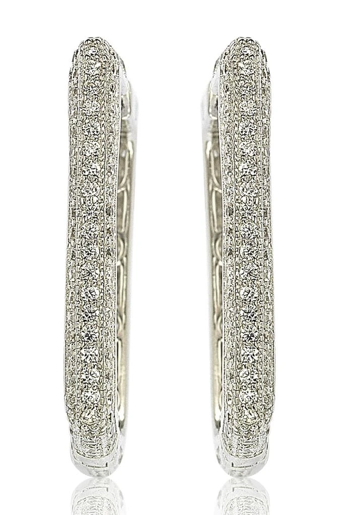 商品Suzy Levian|Sterling Silver Modern Pave CZ Square Hoop Earrings,价格¥1302,第2张图片详细描述