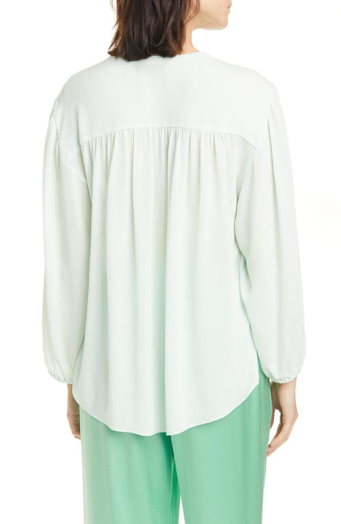 Shirred Long Sleeve Silk Blouse商品第2张图片规格展示