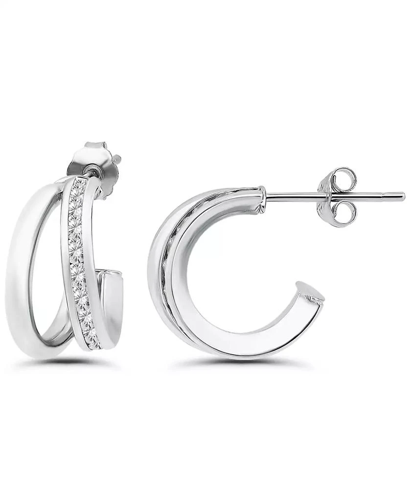 商品Giani Bernini|Cubic Zirconia Combo Half Hoop Earrings (1-7/8 ct. t.w.) in 18K Gold Over Sterling Silver, Macy's Exclusive,价格¥590,第2张图片详细描述