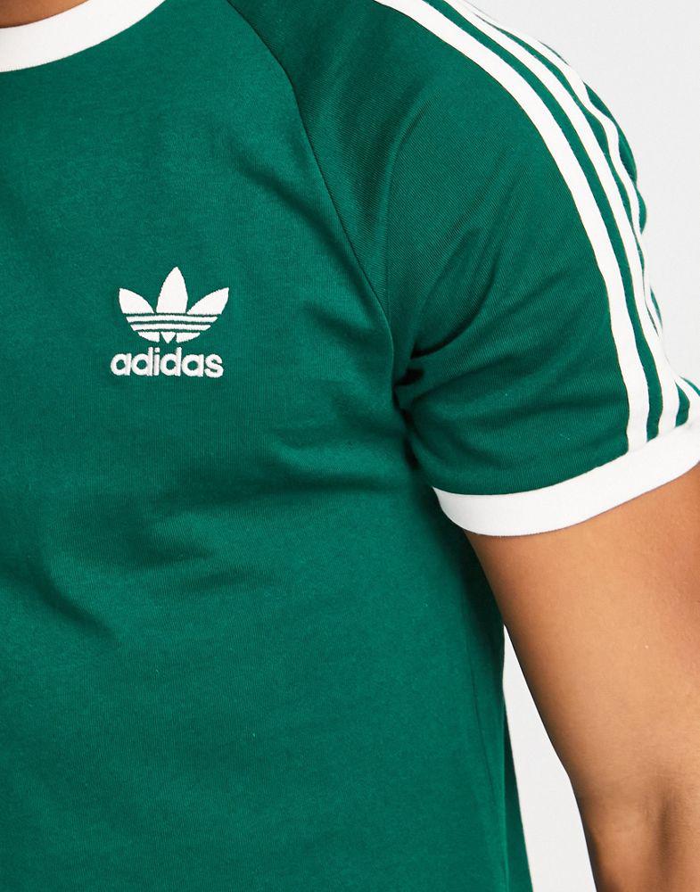 adidas Originals adicolor 3 stripe t-shirt in dark green商品第3张图片规格展示