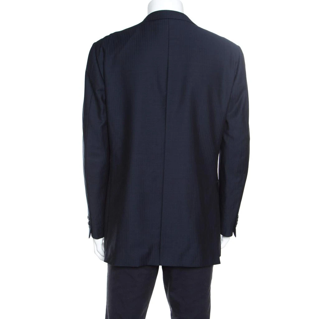 商品[二手商品] Zegna|Ermenegildo Zegna Navy Blue Tonal Striped Wool Blazer XL,价格¥1349,第3张图片详细描述