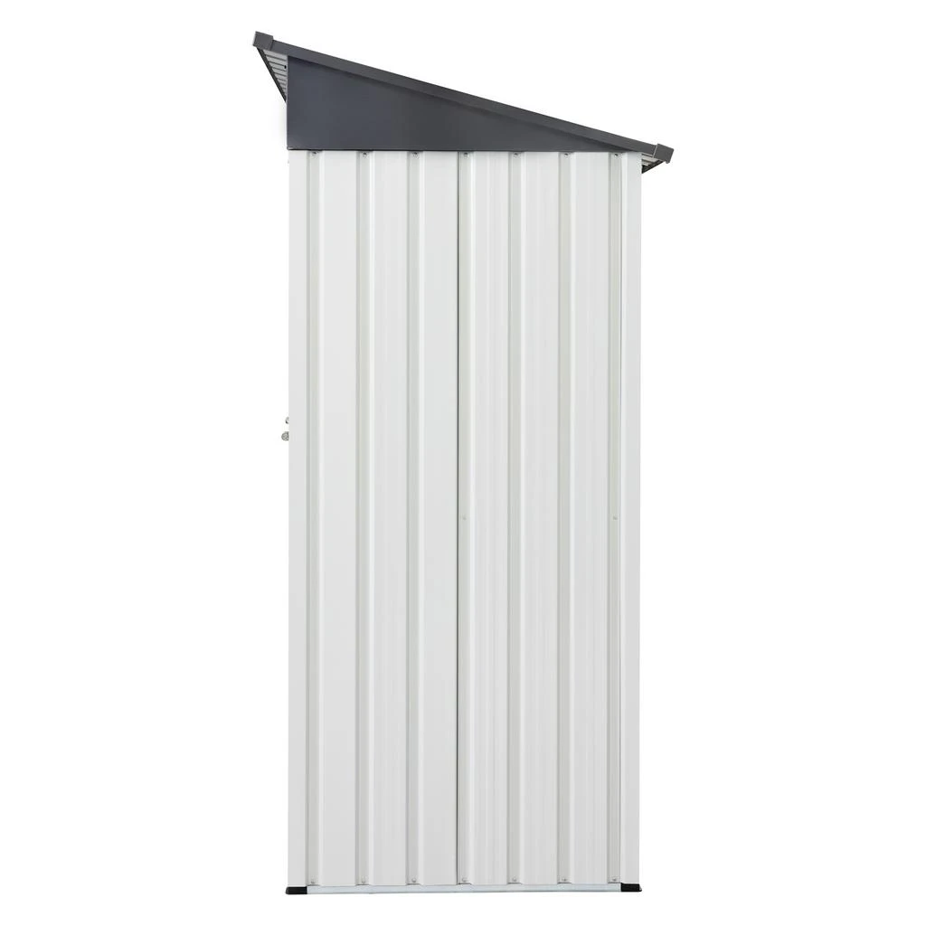 商品Streamdale Furniture|Streamdale XWT016 Garden Metal Storage Lifter Shed Gray White 5x3x6ft outdoor storing tools Rainproof Hinge door version,价格¥2554,第5张图片详细描述