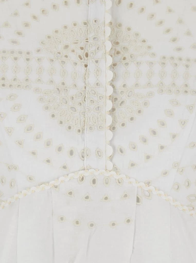 商品Charo Ruiz|asahi White Dress With All-over Embroidery Design And Pleated Skirt In Cotton And Linen Blend Woman,价格¥3279,第3张图片详细描述