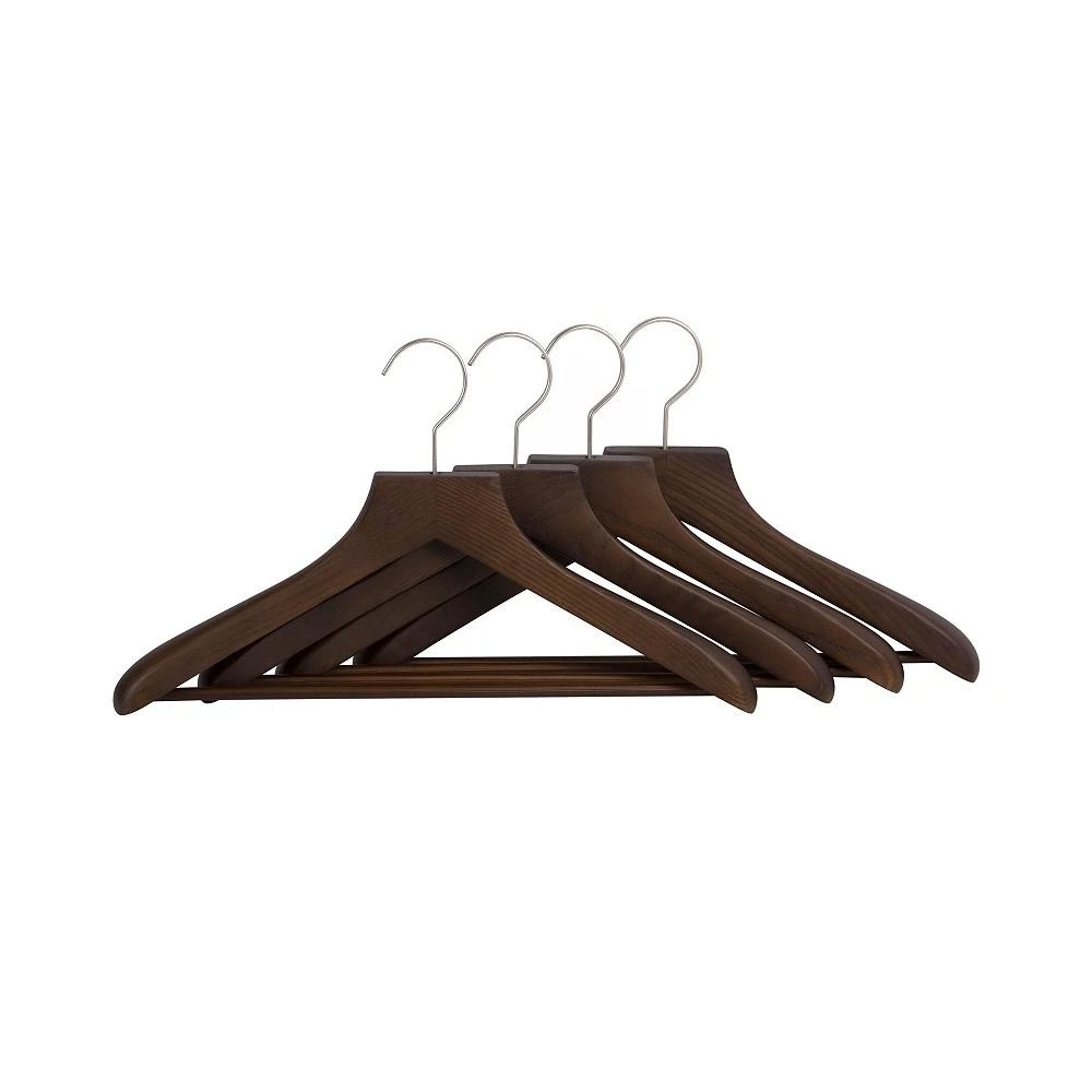 商品East Bank Designs|Hardwood Suit Hanger with Bar, Set of 4,价格¥514,第1张图片