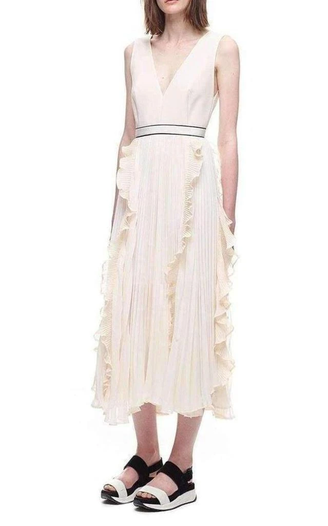 商品Self Portrait|V-Neck Dress with Fluted Pleats,价格¥2466,第1张图片