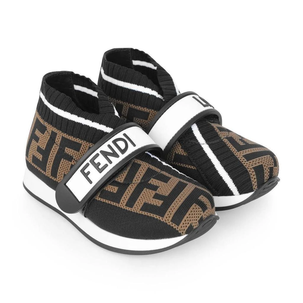 商品Fendi|Fendi  Tan Kids Black & Brown Logo Trainers,价格¥2580,第1张图片