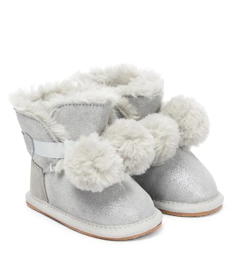 商品MONNALISA|Baby faux fur-lined suede boots,价格¥685,第1张图片