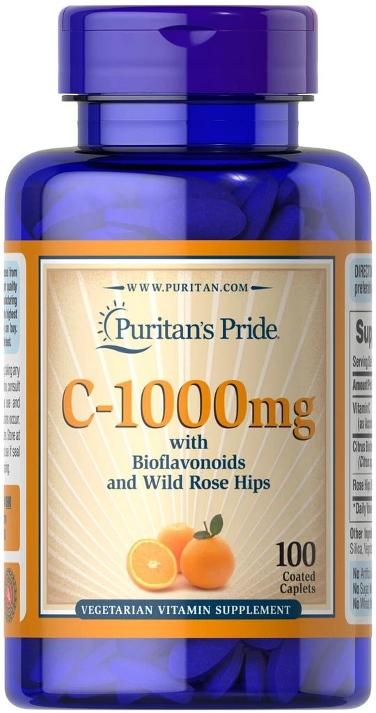 商品Puritan's Pride|Vitamin C 1000 mg, Bioflavonoids, Rose Hips 100 ct,价格¥149-¥297,第1张图片