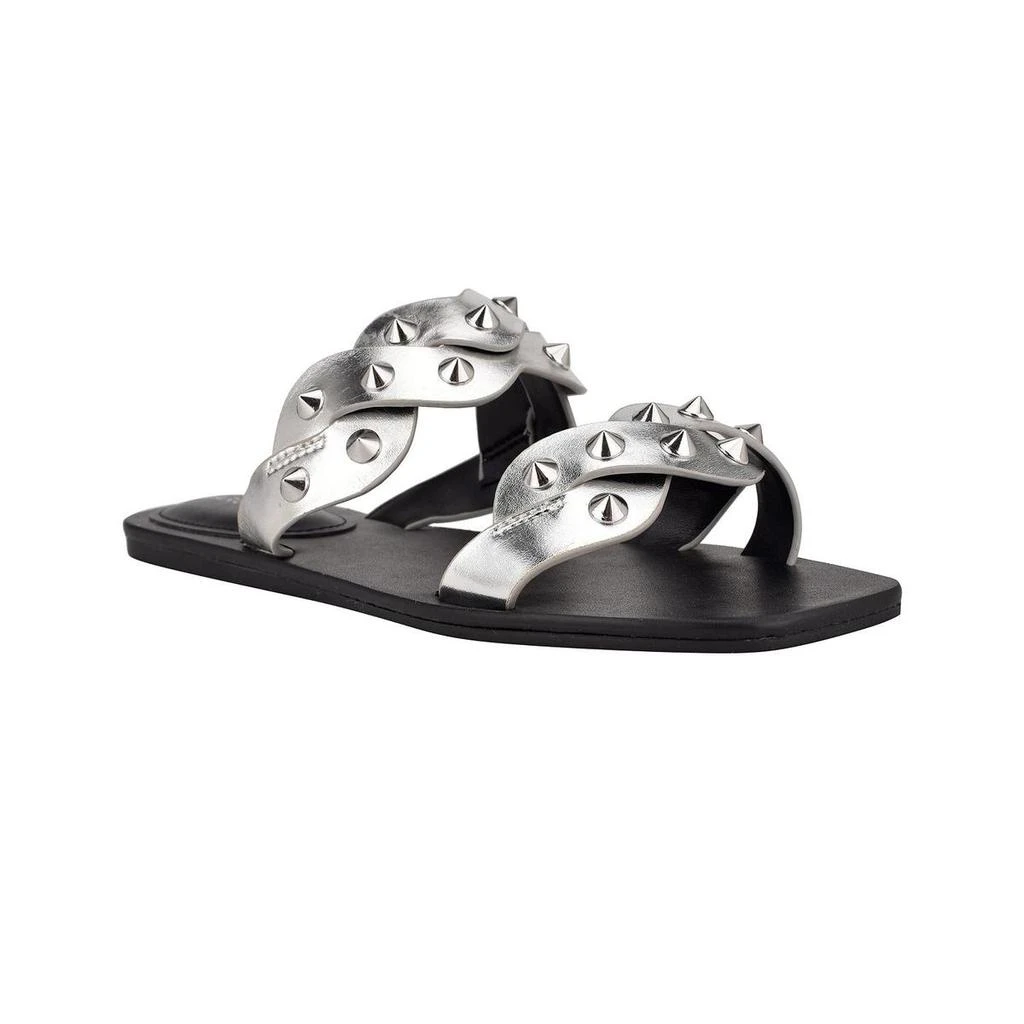 商品Marc Fisher|Marc Fisher Womens Bodil Faux Leather Metallic Slide Sandals,价格¥131,第1张图片