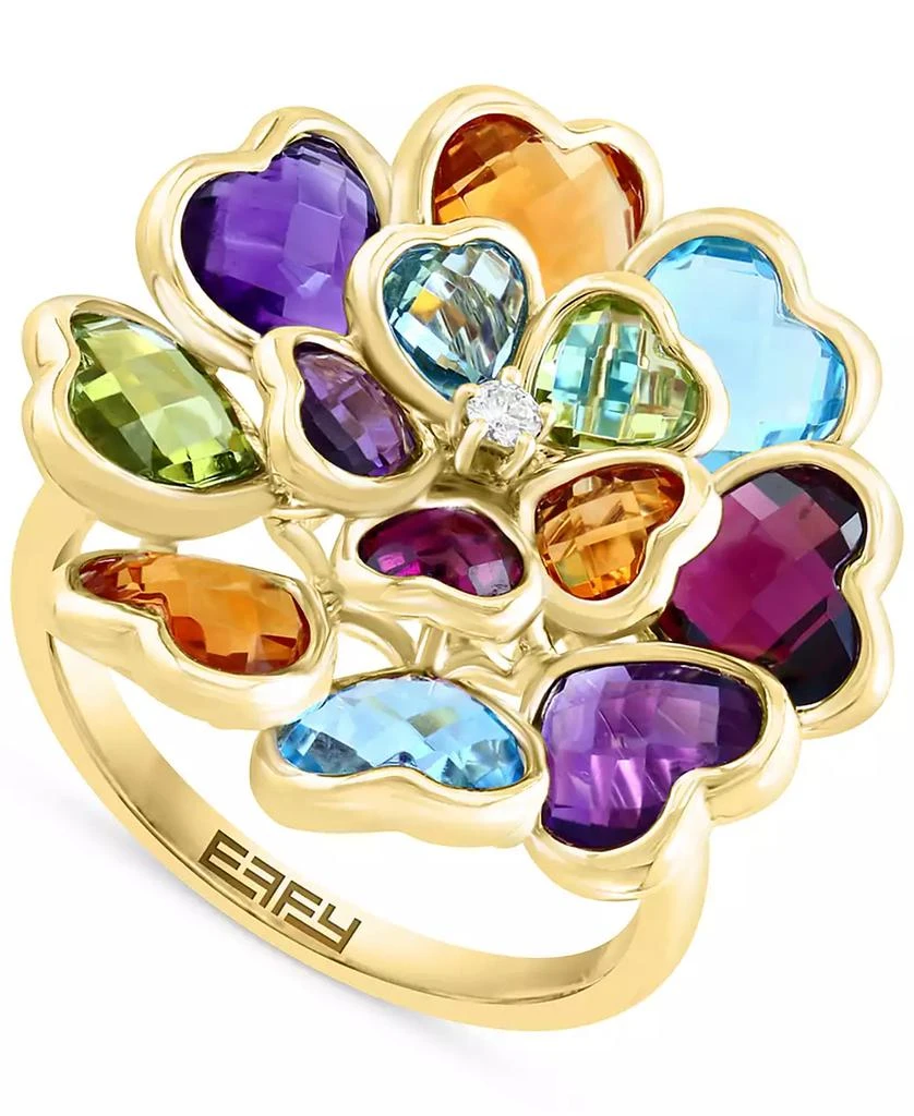 商品Effy|EFFY® Multi-Gemstones (8-3/4 ct. t.w.) & Diamond (1/20 ct. t.w.) Heart Cluster Ring in 14k Gold,价格¥8353,第1张图片