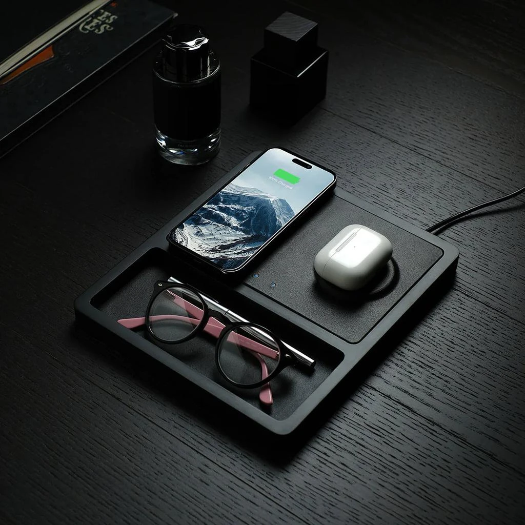 商品NYTSTND|DUO TRAY Black - 2-in-1 MagSafe Midnight Black Wireless Charger with USB-C and A Ports Support,价格¥1071,第2张图片详细描述