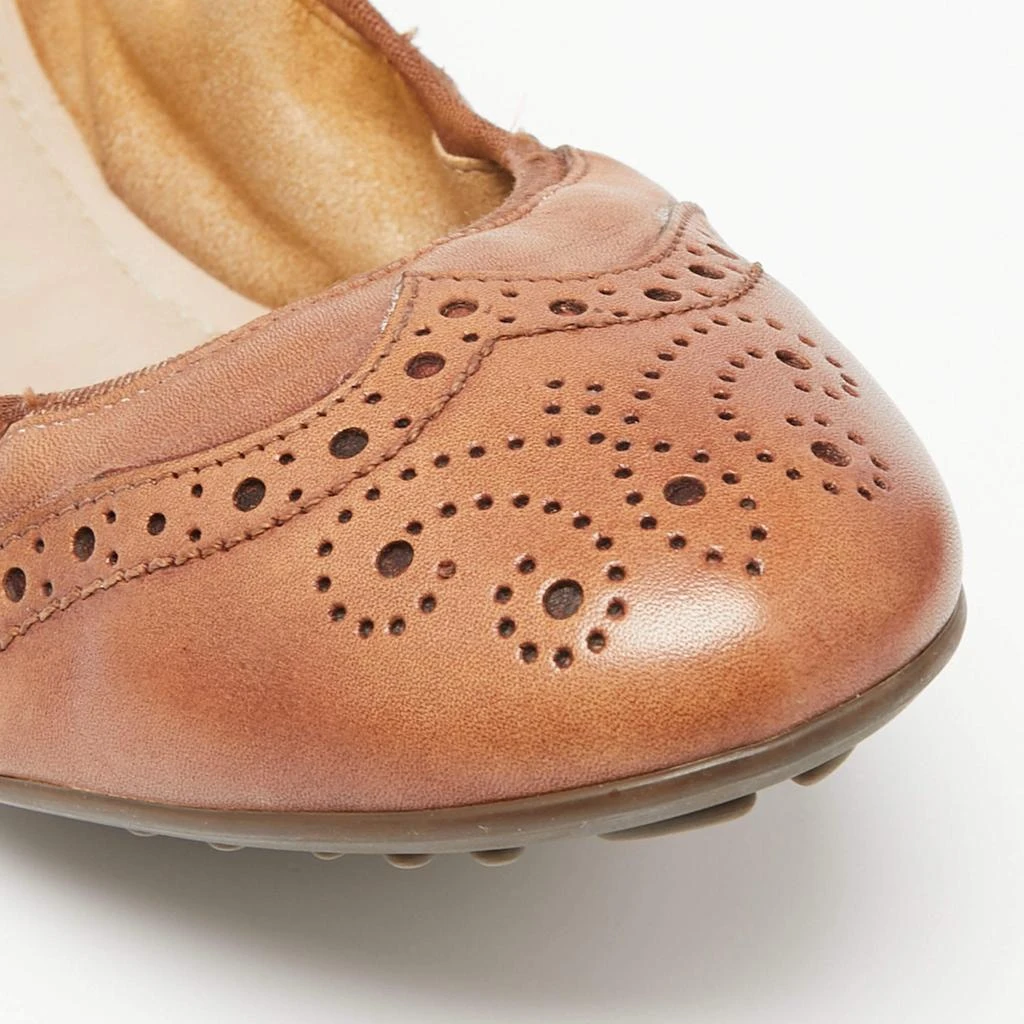 Salvatore Ferragamo Brown Brogue Leather Scrunch Ballet Flats Size 40.5 商品