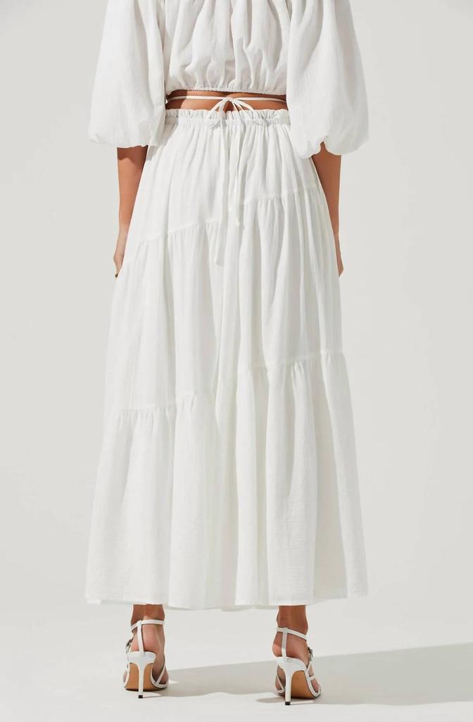 Balboa Tiered Maxi Skirt in White商品第2张图片规格展示