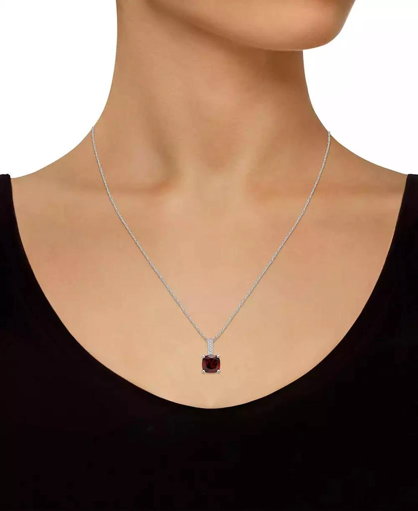 商品Macy's|Garnet (2-3/4 Ct. T.W.) and Diamond Accent Pendant Necklace in 14K White Gold,价格¥4709,第2张图片详细描述