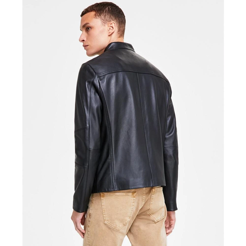 商品Michael Kors|Men's Leather Racer Jacket, Created for Macy's,价格¥2960,第2张图片详细描述