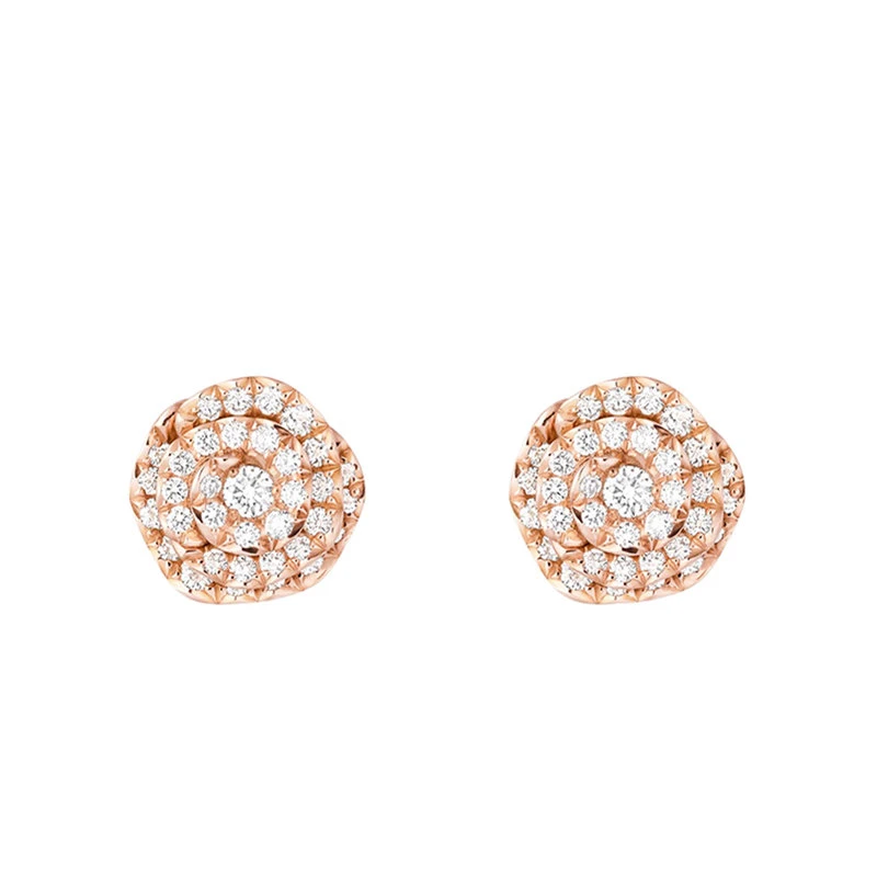 商品Dior|【预售3-7天】迪奥 ROSE COUTURE系列 小号18k金玫瑰金镶嵌钻石耳环JRCO95008_0000,价格¥78858,第1张图片