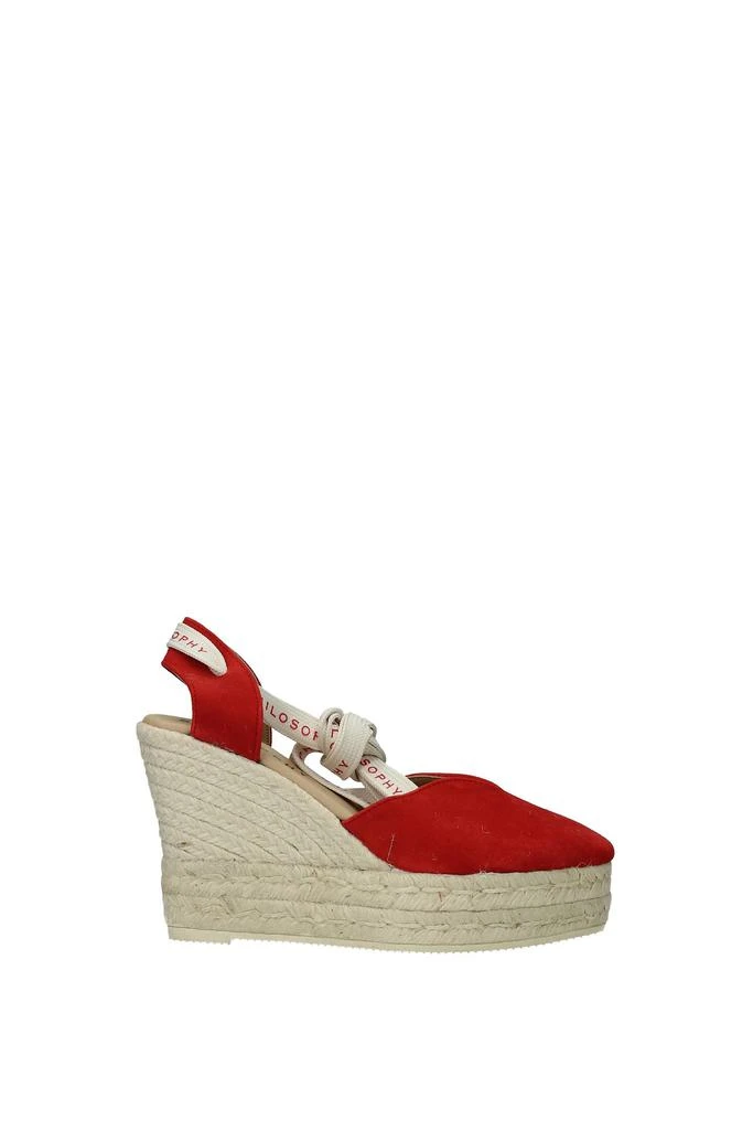 商品MANEBÍ|Wedges philosophy Suede Red Ruby,价格¥875,第1张图片