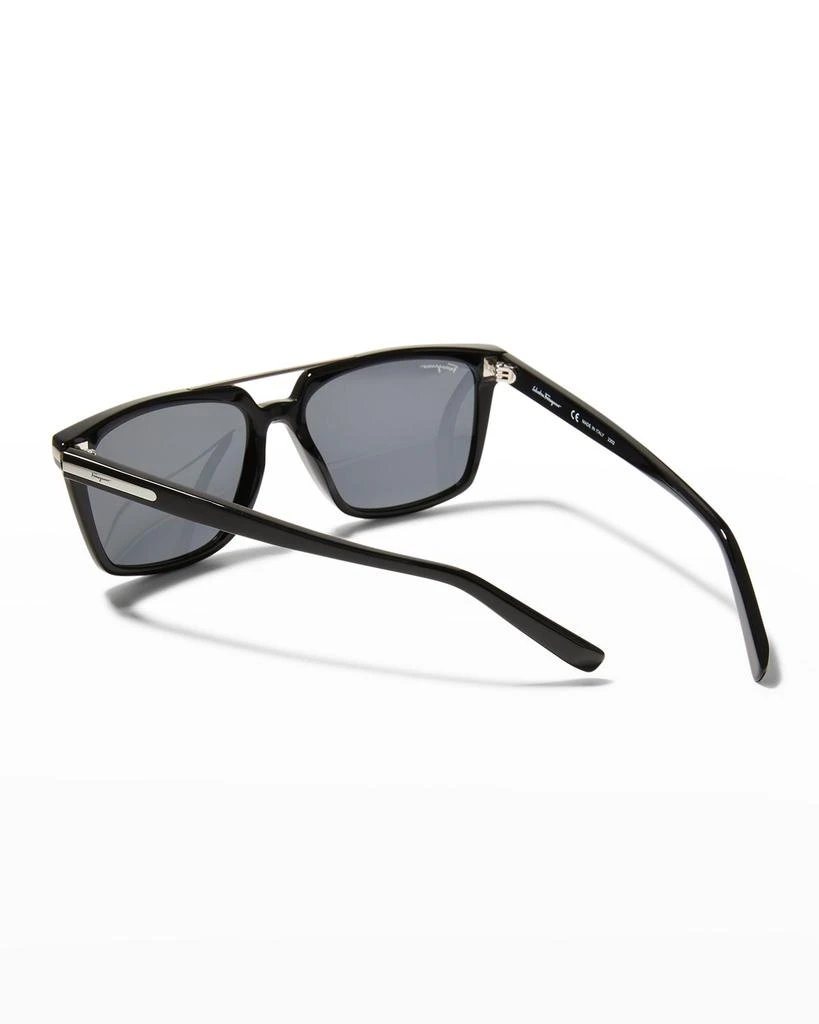 商品Salvatore Ferragamo|Men's Classic Logo Double-Bridge Square Sunglasses,价格¥2549,第2张图片详细描述