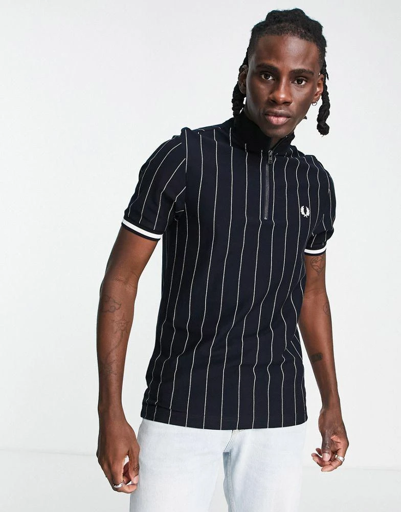 商品Fred Perry|Fred Perry fine stripe polo shirt in black,价格¥445,第1张图片