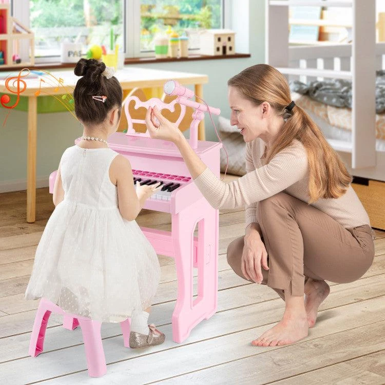 商品Hivvago|37 Keys Music Piano with Microphone Kids Piano Keyboard with Detachable Music Stand,价格¥596,第2张图片详细描述