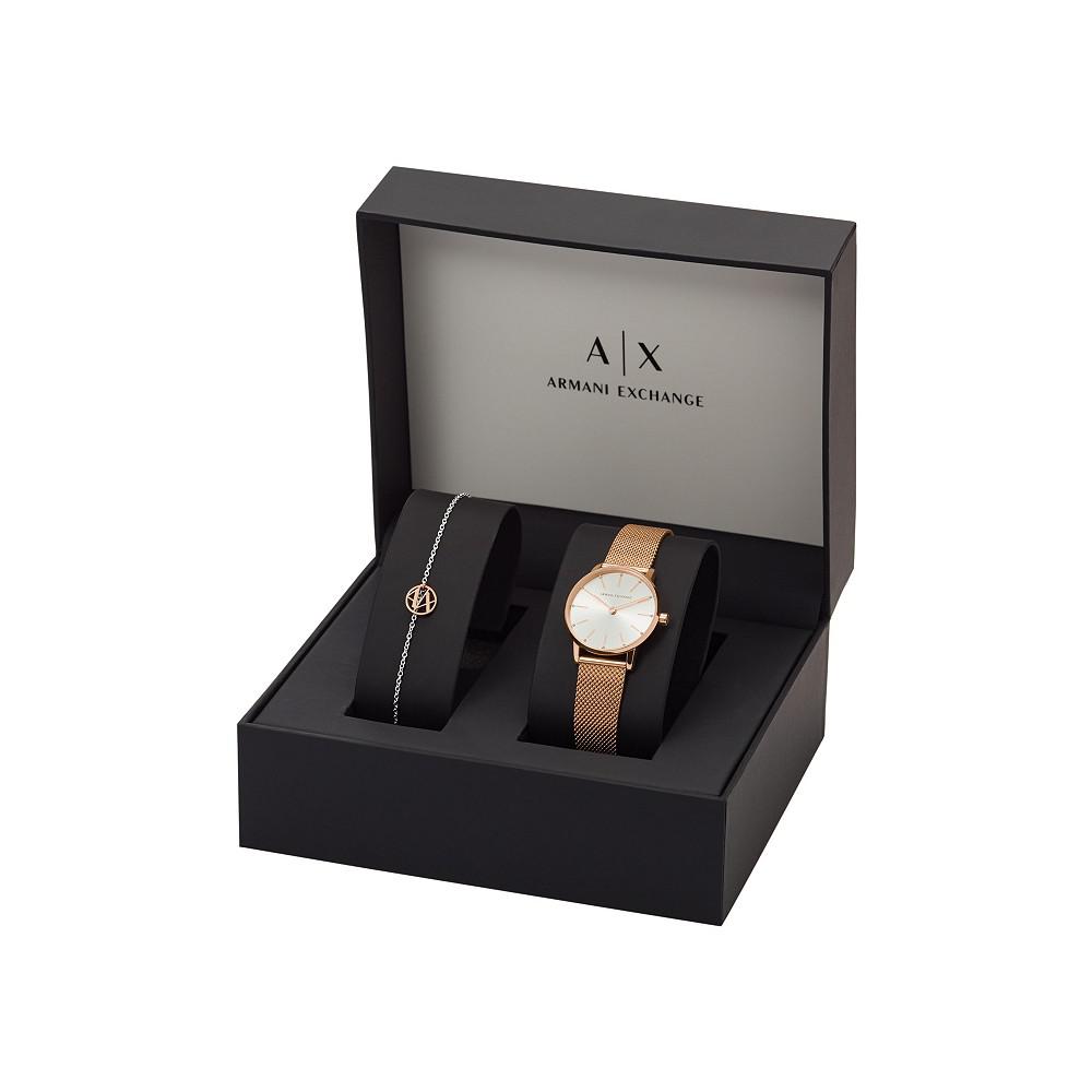 AX Women's Rose Gold-Tone Mesh strap Watch with Bracelet 28mm商品第5张图片规格展示