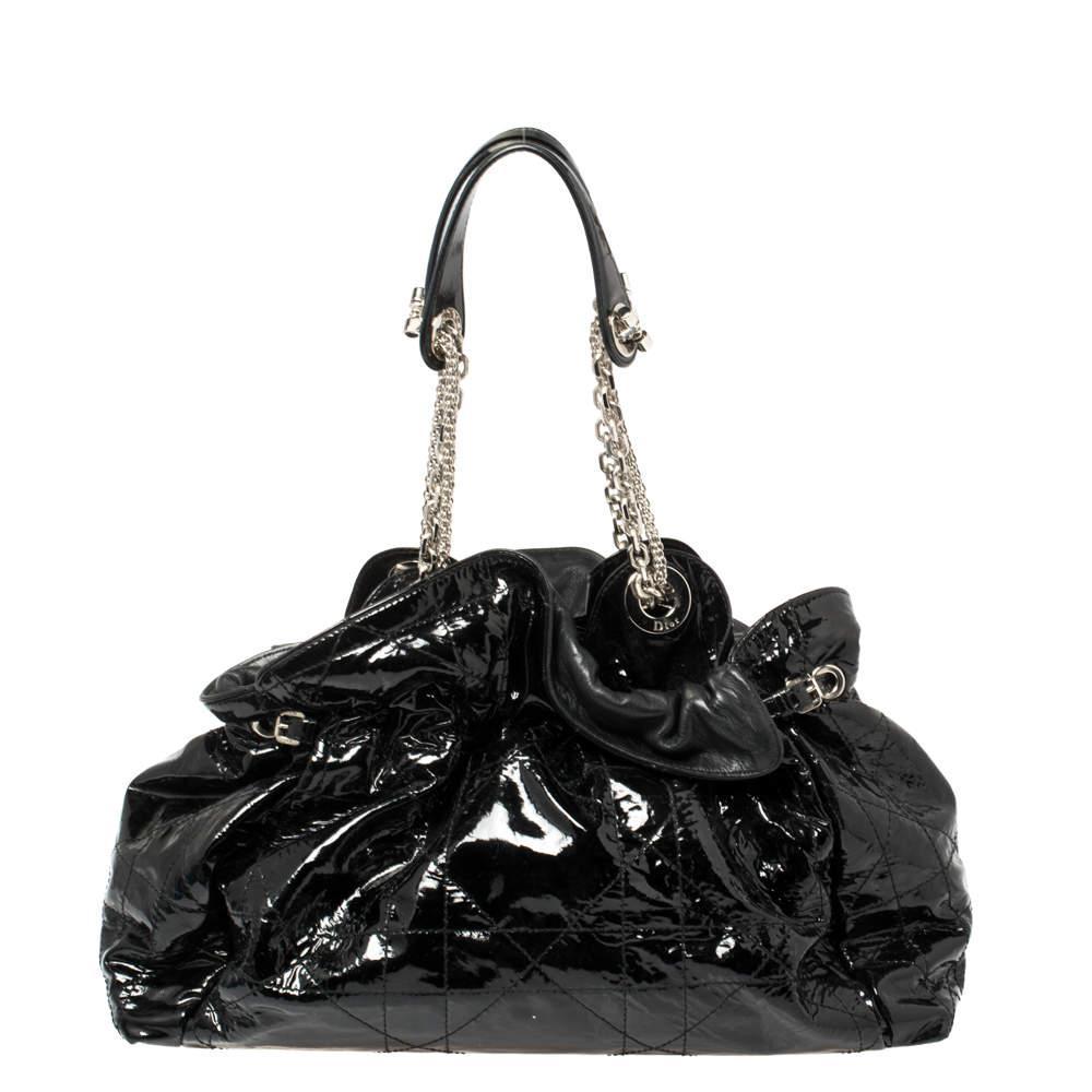 商品[二手商品] Dior|Dior Black Cannage Patent Leather Le Trente Hobo,价格¥2963,第6张图片详细描述