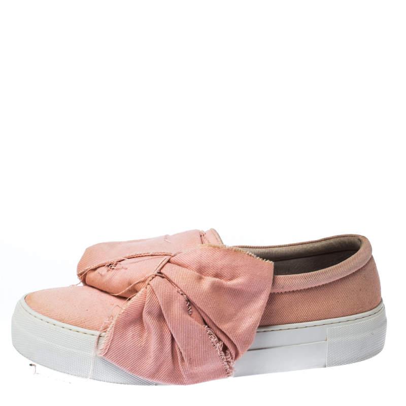 Joshua Sanders Light Pink Canvas Bow Slip On Sneakers Size 40商品第2张图片规格展示