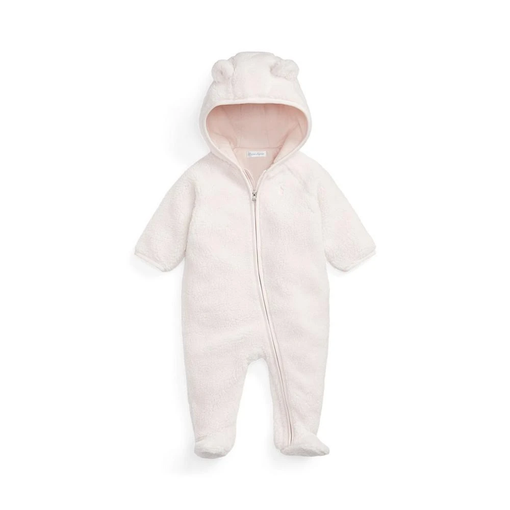 商品Ralph Lauren|Baby Girls Bear-Ear Teddy Fleece Bunting Coverall,价格¥202,第1张图片