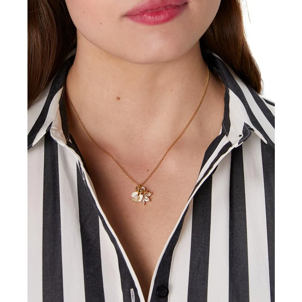 商品Kate Spade|Gold-Tone Crystal & Imitation Pearl Flower Cluster Pendant Necklace, 16" + 3" extender,价格¥390,第3张图片详细描述