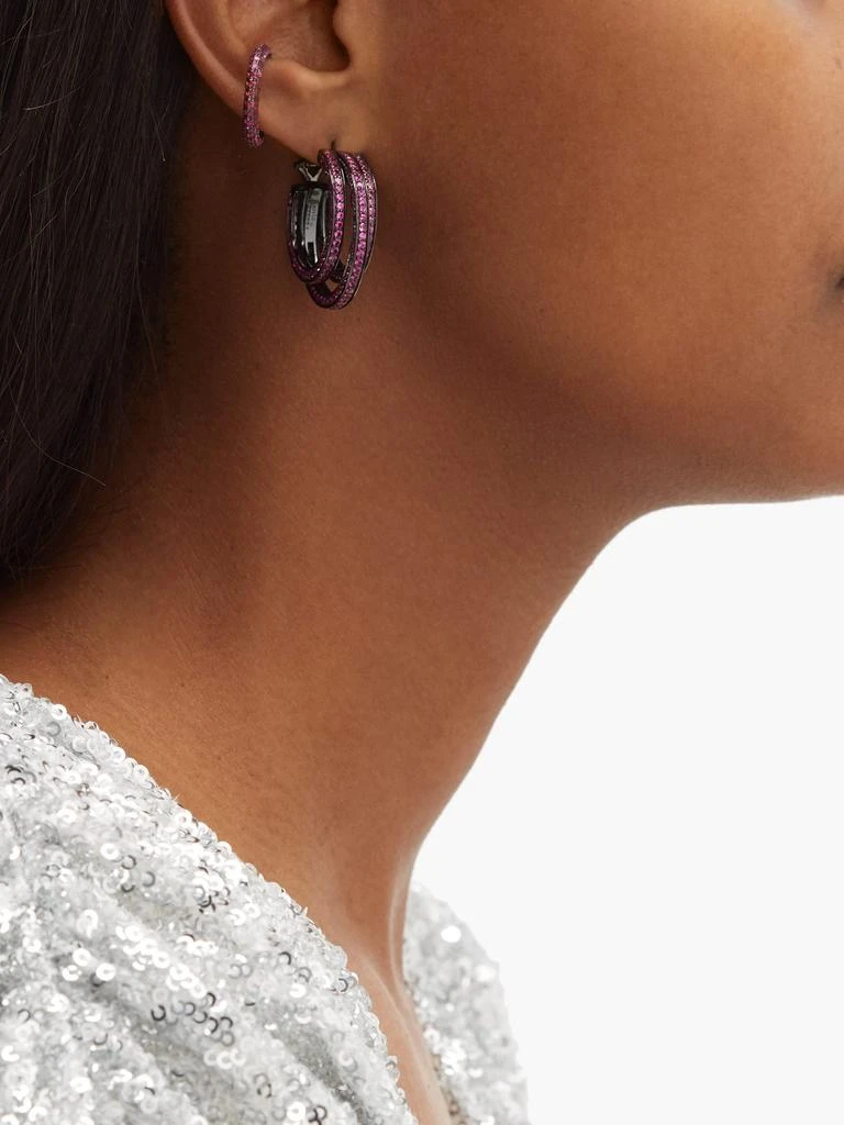 商品Lynn Ban|Sonic sapphire & rhodium triple-hoop earrings,价格¥14579,第3张图片详细描述