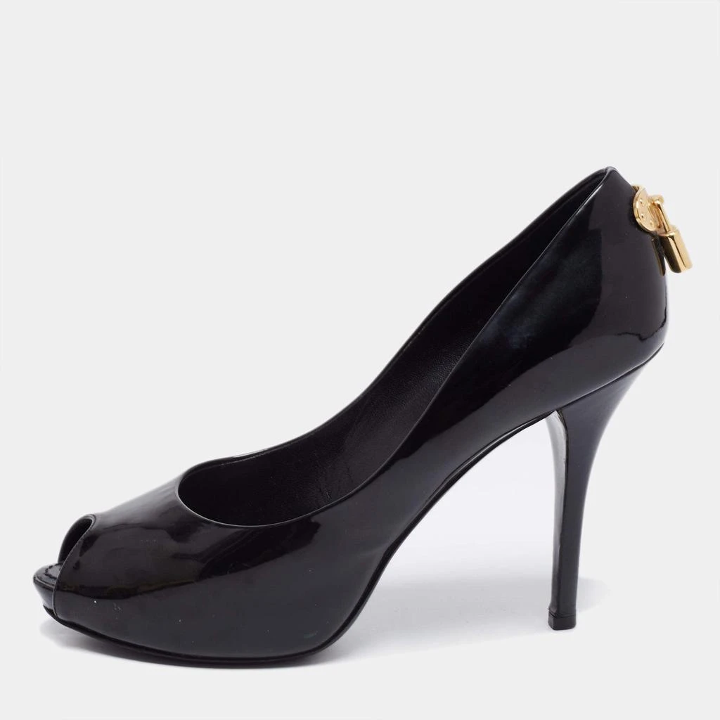 商品[二手商品] Louis Vuitton|Louis Vuitton Black Patent Leather Oh Really! Peep Toe Platform Pumps Size 37.5,价格¥2456,第1张图片